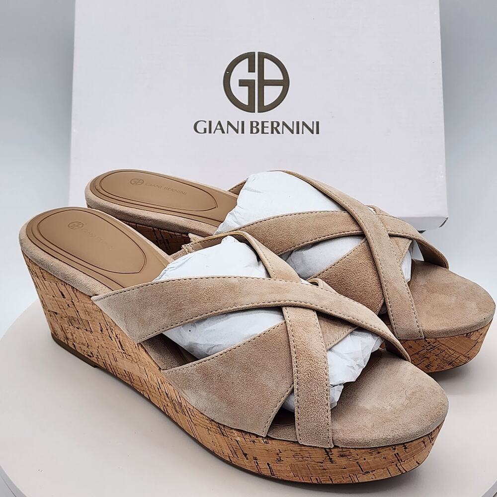 NEW Giani Bernini Julia Platform Wedge Slide Sandals Quarry Women's Size 10M